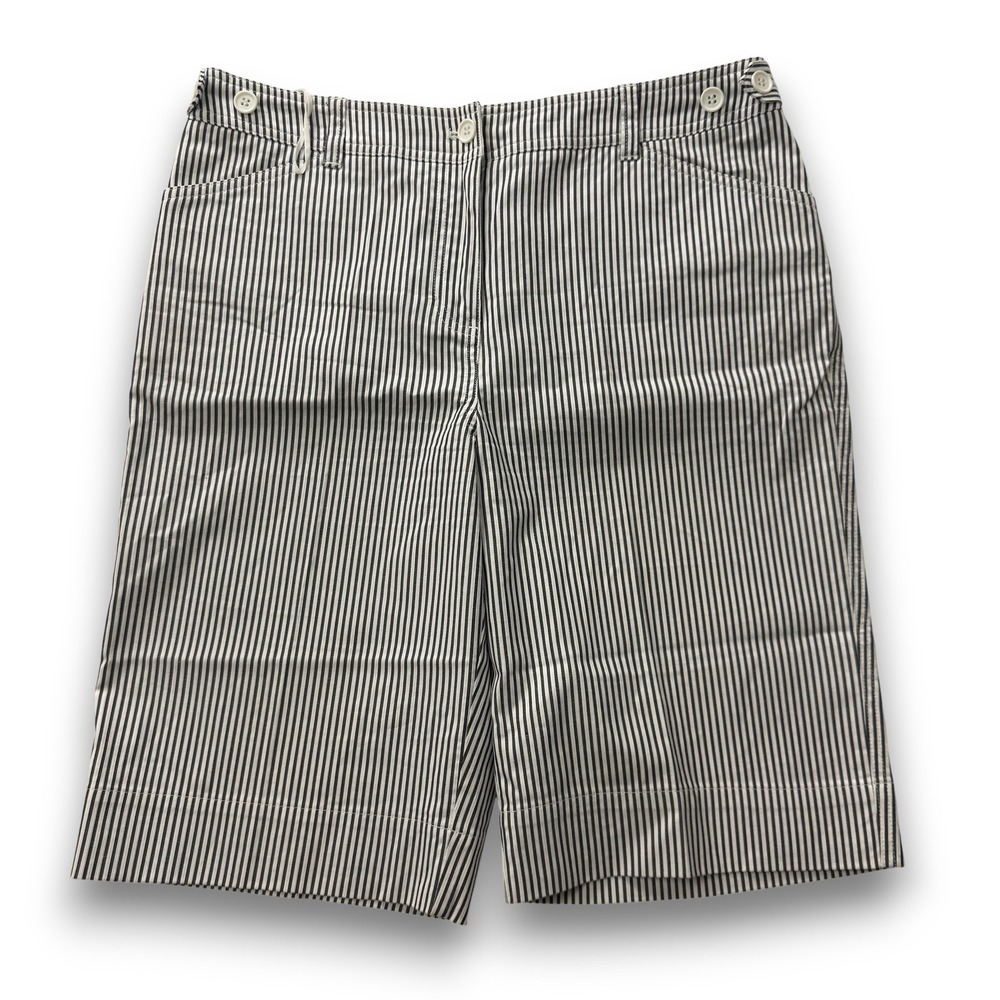 Jones New York Sport Womens Black White Striped Stretch Bermuda Shorts Size 12